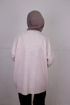 Tia Nakışlı Triko Oversize Kazak - Bej