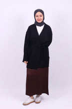 Ombra Yumuşak Dokulu Triko Kimono Hırka - Sütlü Kahve