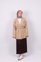 Ombra Yumuşak Dokulu Triko Kimono Hırka - Vizon