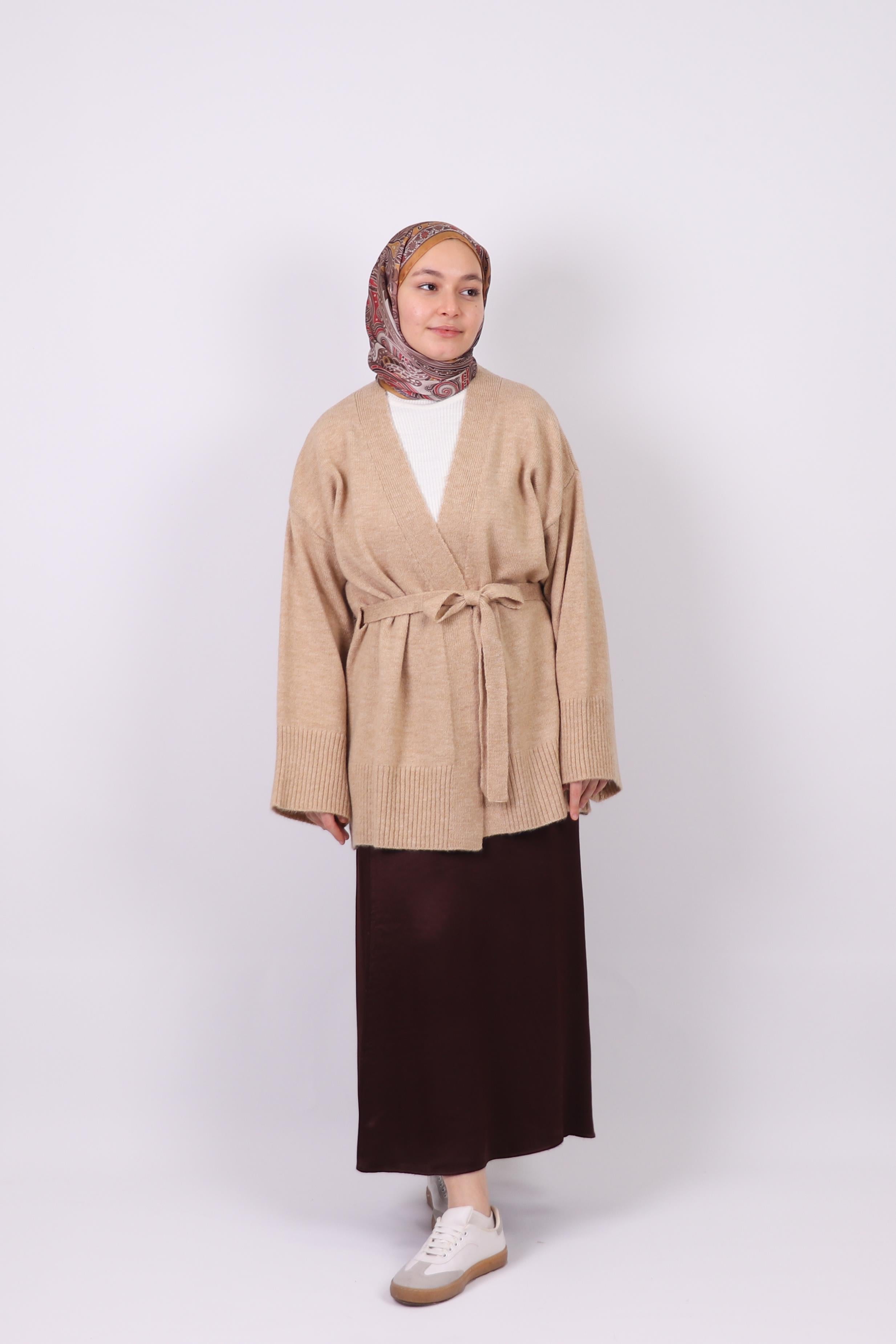 Vizon Yumuşak Dokulu Triko Kimono Hırka