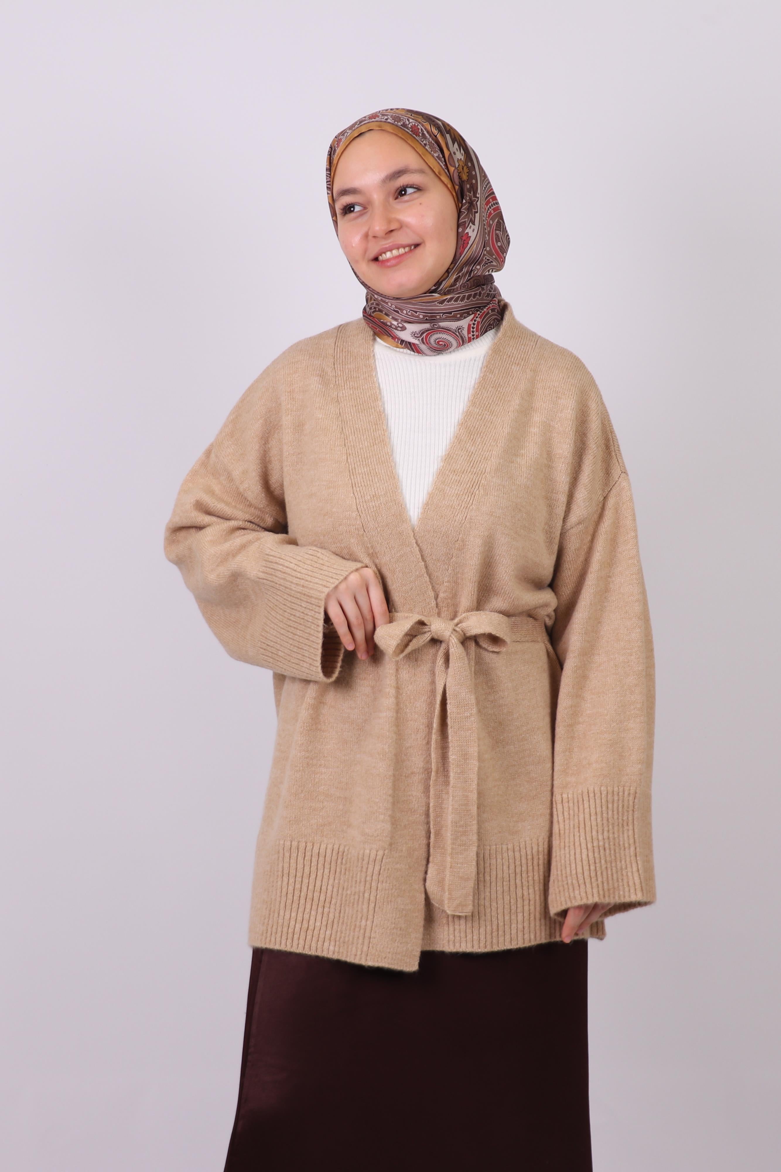 Vizon Yumuşak Dokulu Triko Kimono Hırka