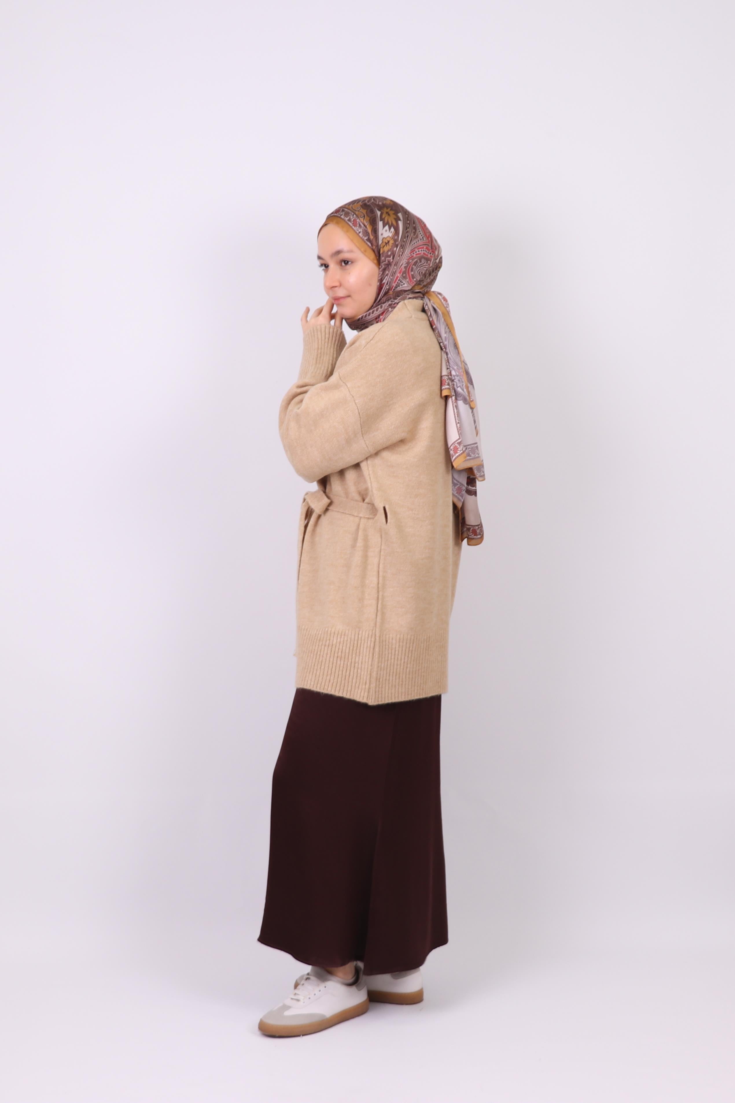Vizon Yumuşak Dokulu Triko Kimono Hırka