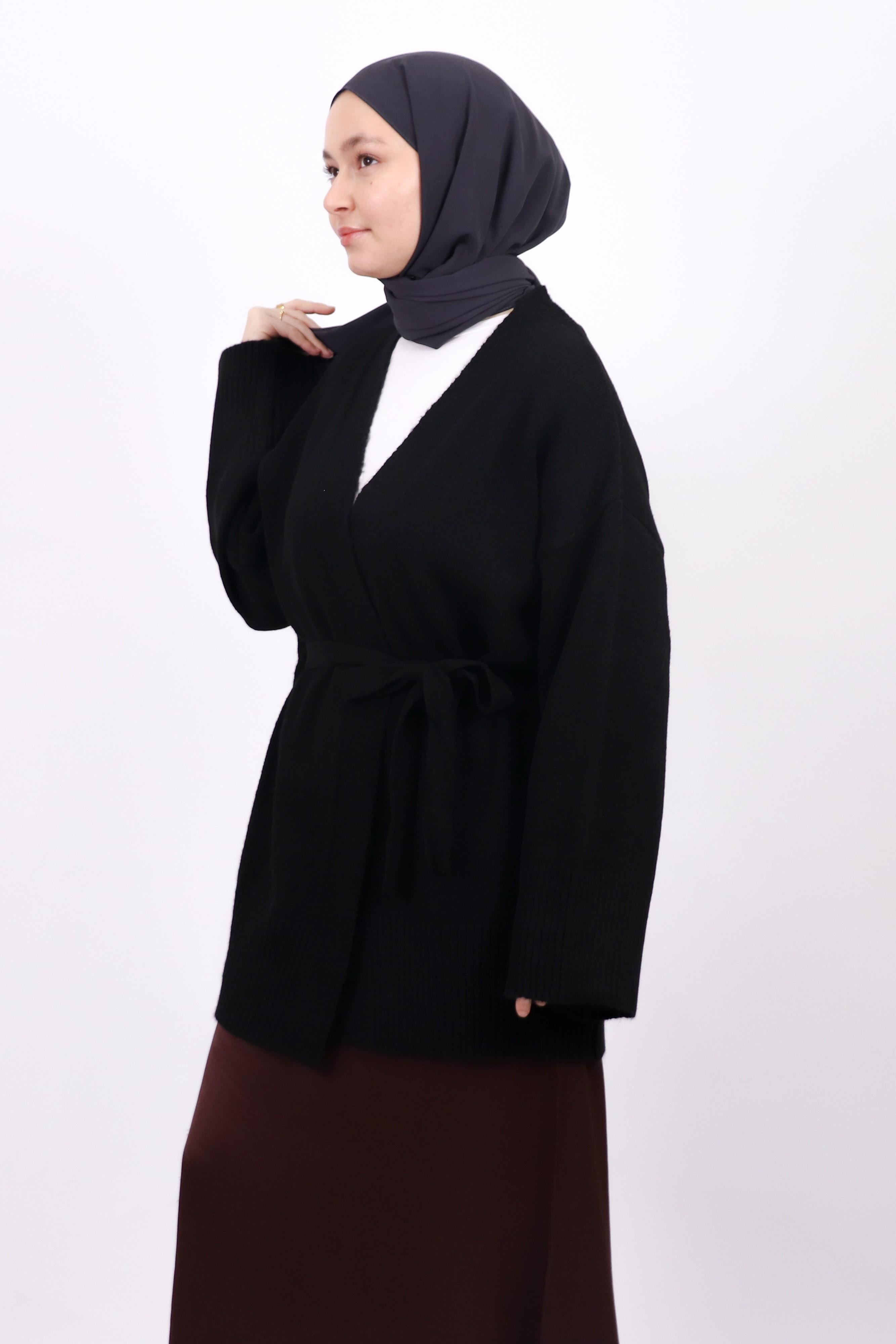 Sütlü Kahve Yumuşak Dokulu Triko Kimono Hırka