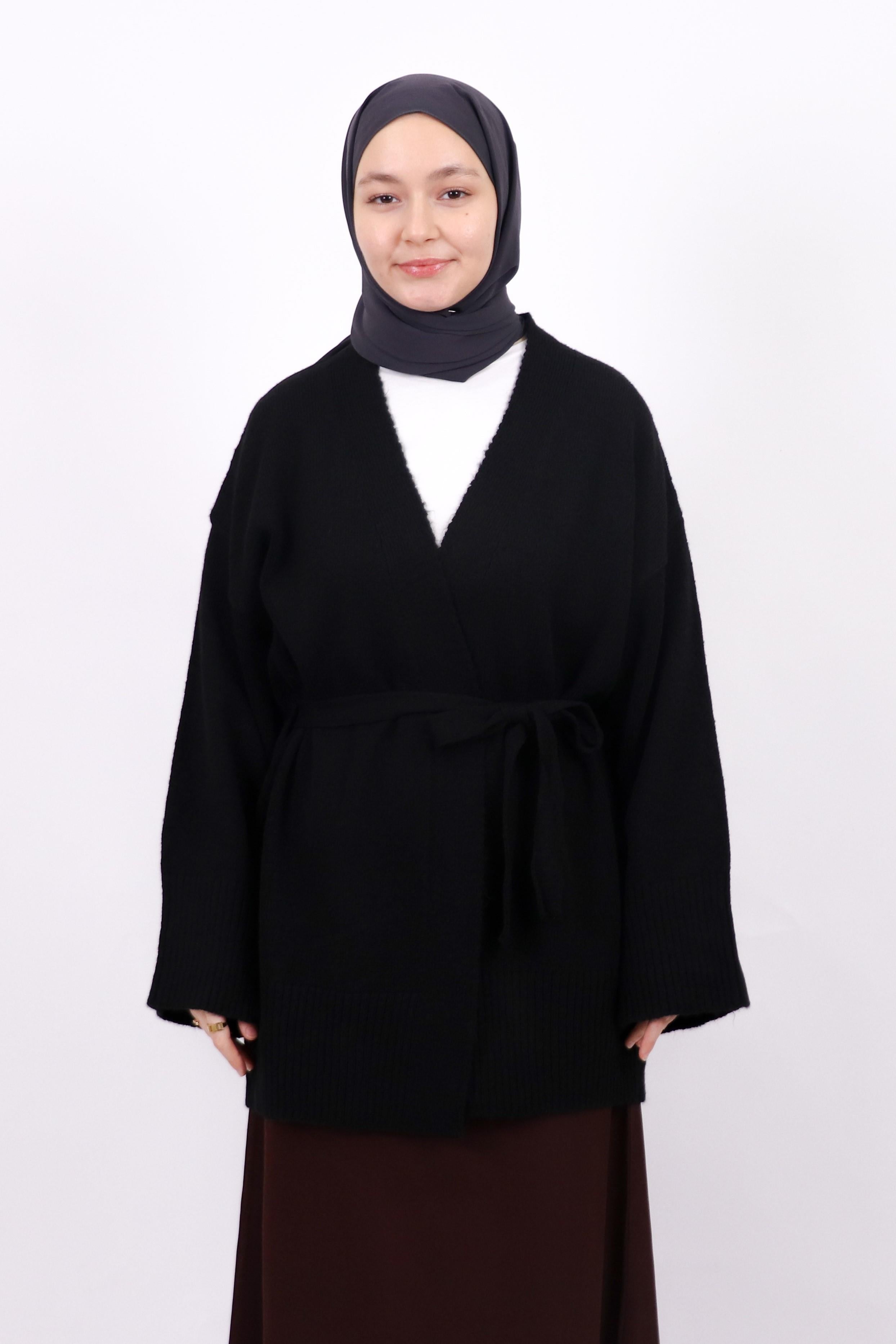 Sütlü Kahve Yumuşak Dokulu Triko Kimono Hırka