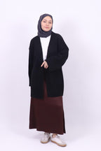 Ombra Yumuşak Dokulu Triko Kimono Hırka - Siyah