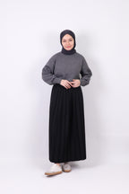 Ava Double Krep Pliseli Etek - Siyah