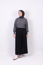 Ava Double Krep Pliseli Etek - Siyah