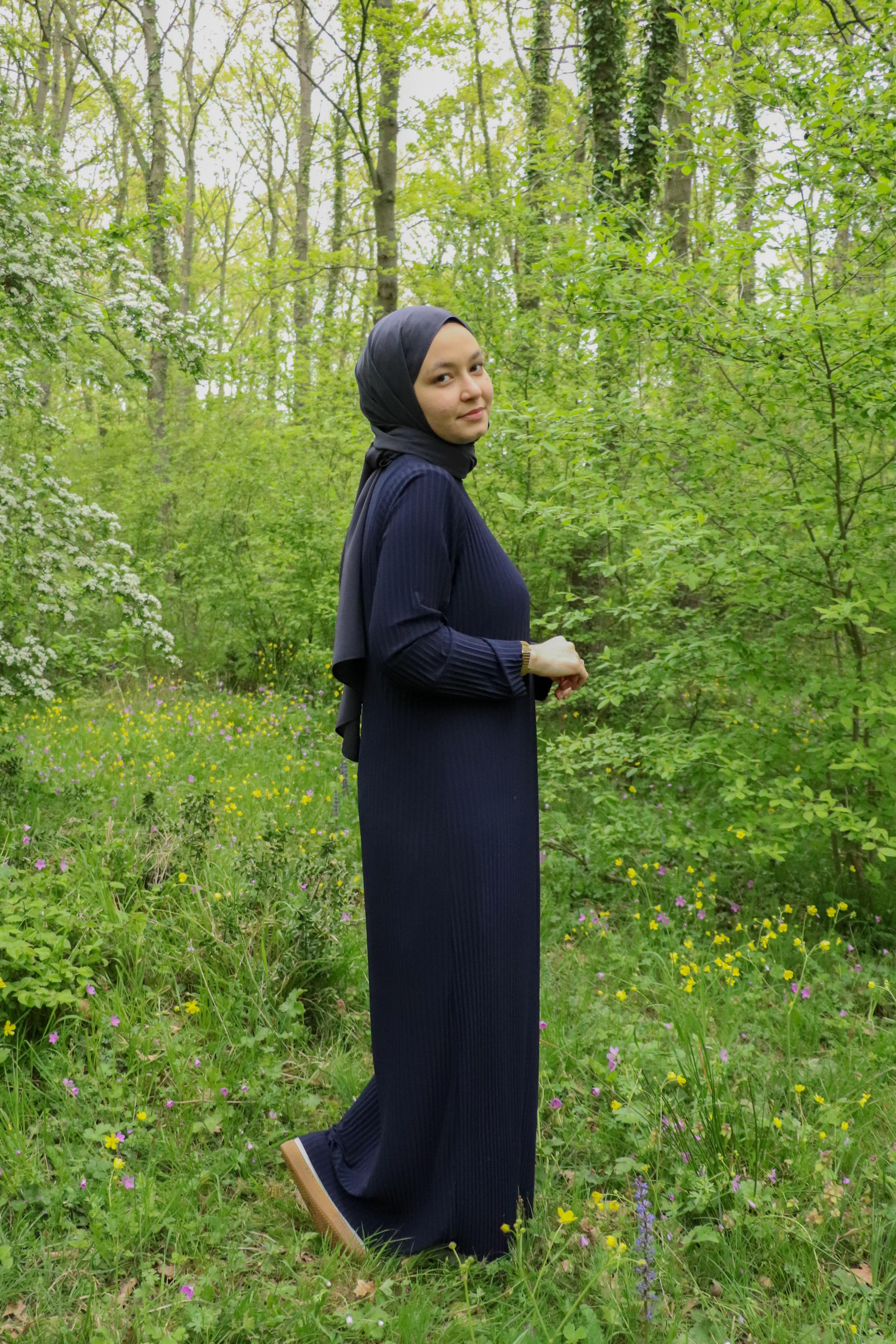 Sona Pliseli Sandy Maxi Elbise - Lacivert
