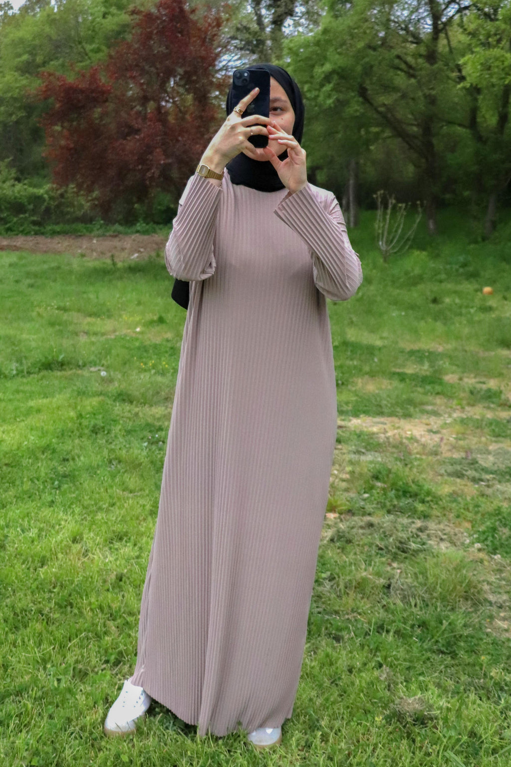 Sona Pliseli Sandy Maxi Elbise - Vizon