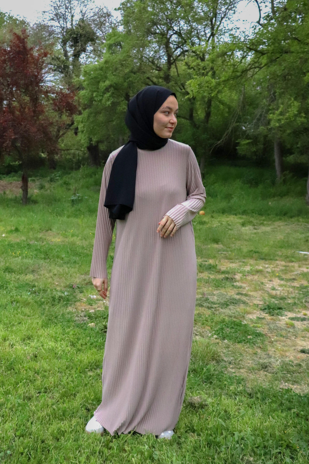Sona Pliseli Sandy Maxi Elbise - Vizon
