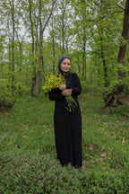 Sona Pliseli Sandy Maxi Elbise - Siyah