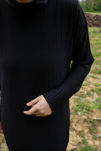 Sona Pliseli Sandy Maxi Elbise - Siyah