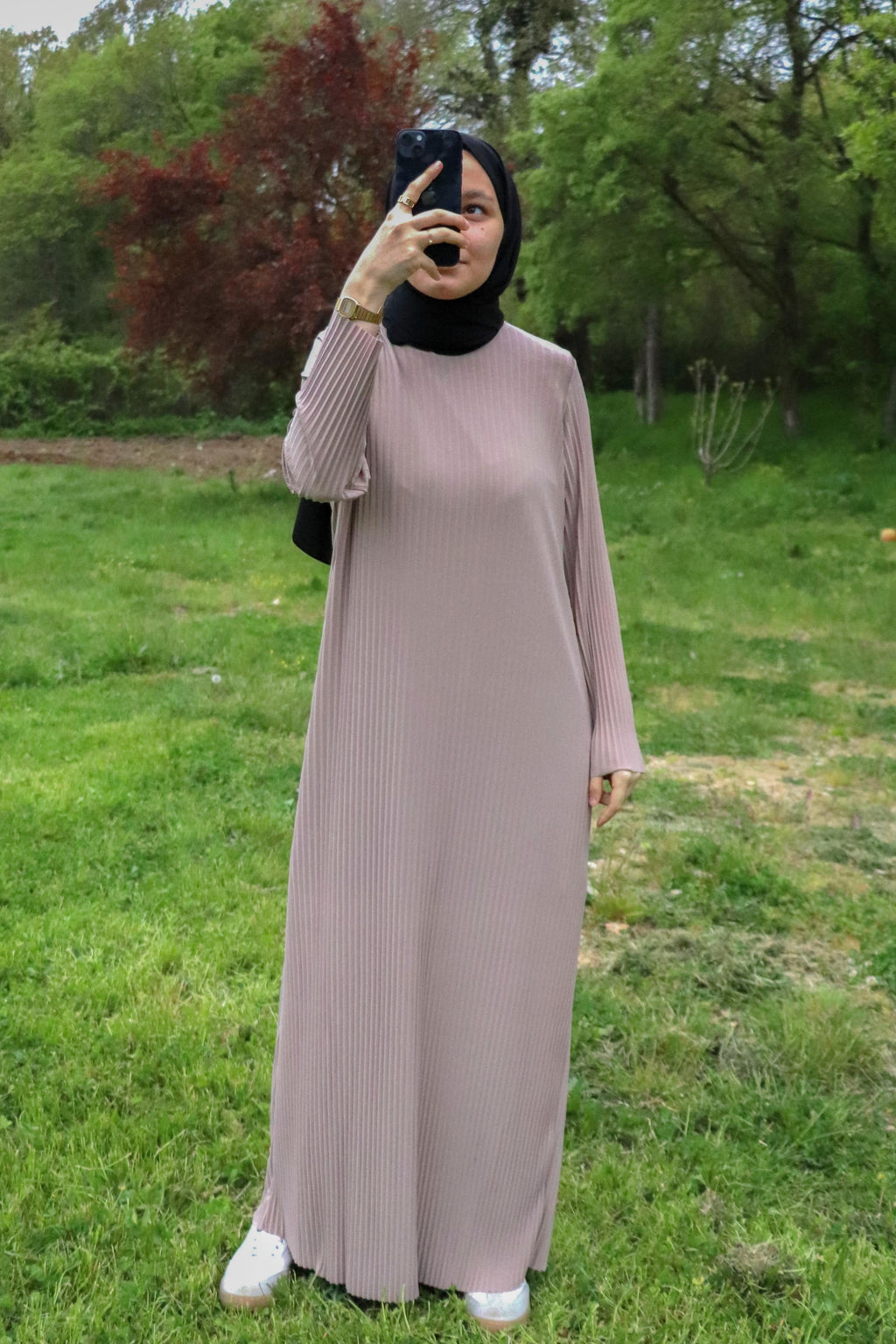 Sona Pliseli Sandy Maxi Elbise - Vizon