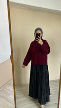 Mara Fitilli Kısa Kazak - Bordo