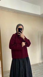 Mara Fitilli Kısa Kazak - Bordo