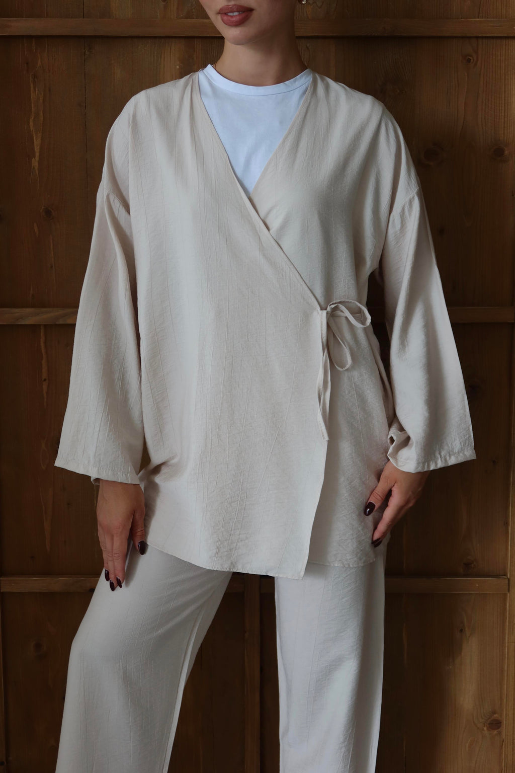 Vizon Krinkıl Dokulu Kimono Takım
