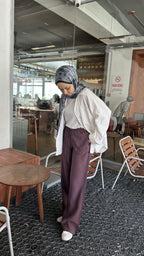 Siyah Modal Dökümlü Rahat Cepli Bol Pantolon - Siyah