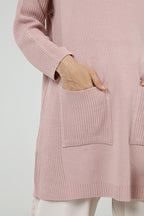 Cora Cepli Uzun Triko Tunik - Pudra Pembe