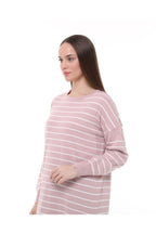 Vera Çizgili Uzun Triko Tunik - Pudra Pembe