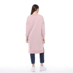Vera Çizgili Uzun Triko Tunik - Pudra Pembe