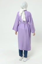 Ciel Kemerli Çift Cepli Kimono - Lila