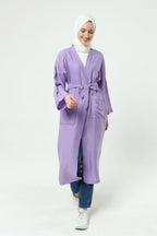 Ciel Kemerli Çift Cepli Kimono - Lila