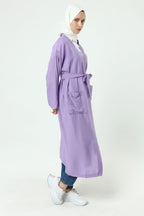 Ciel Kemerli Çift Cepli Kimono - Lila