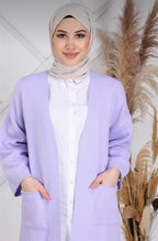 Liva Kimono Kol Cepli Triko Hırka - Lila