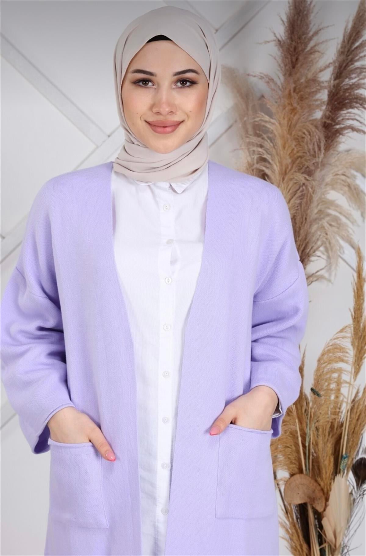 Kadın Kimono Kol Cepli Triko Hırka
