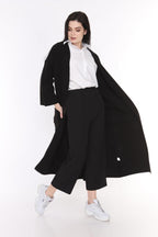Liva Kimono Kol Cepli Triko Hırka - Siyah