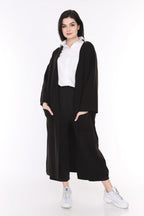 Liva Kimono Kol Cepli Triko Hırka - Siyah