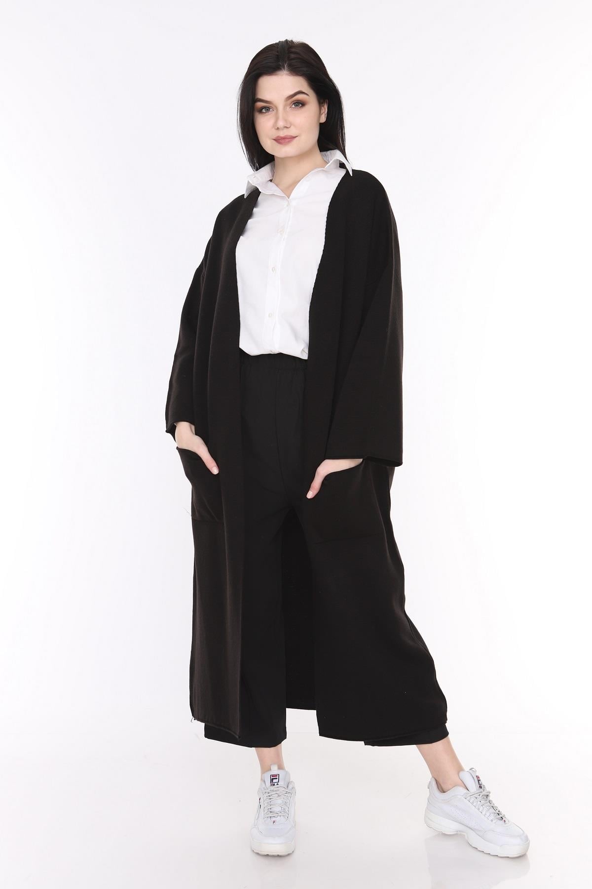 Kadın Kimono Kol Cepli Triko Hırka