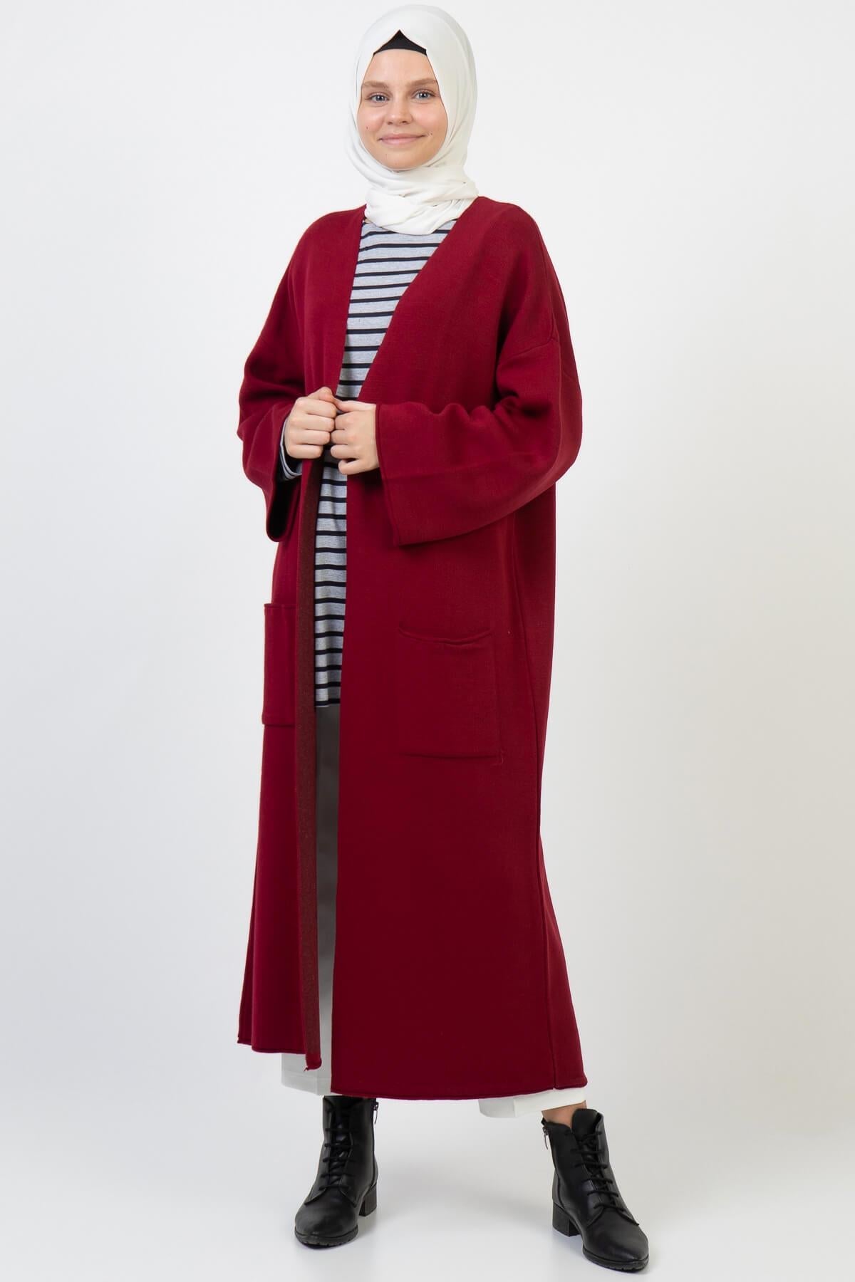 Kadın Kimono Kol Cepli Triko Hırka