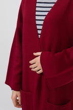Liva Kimono Kol Cepli Triko Hırka - Bordo