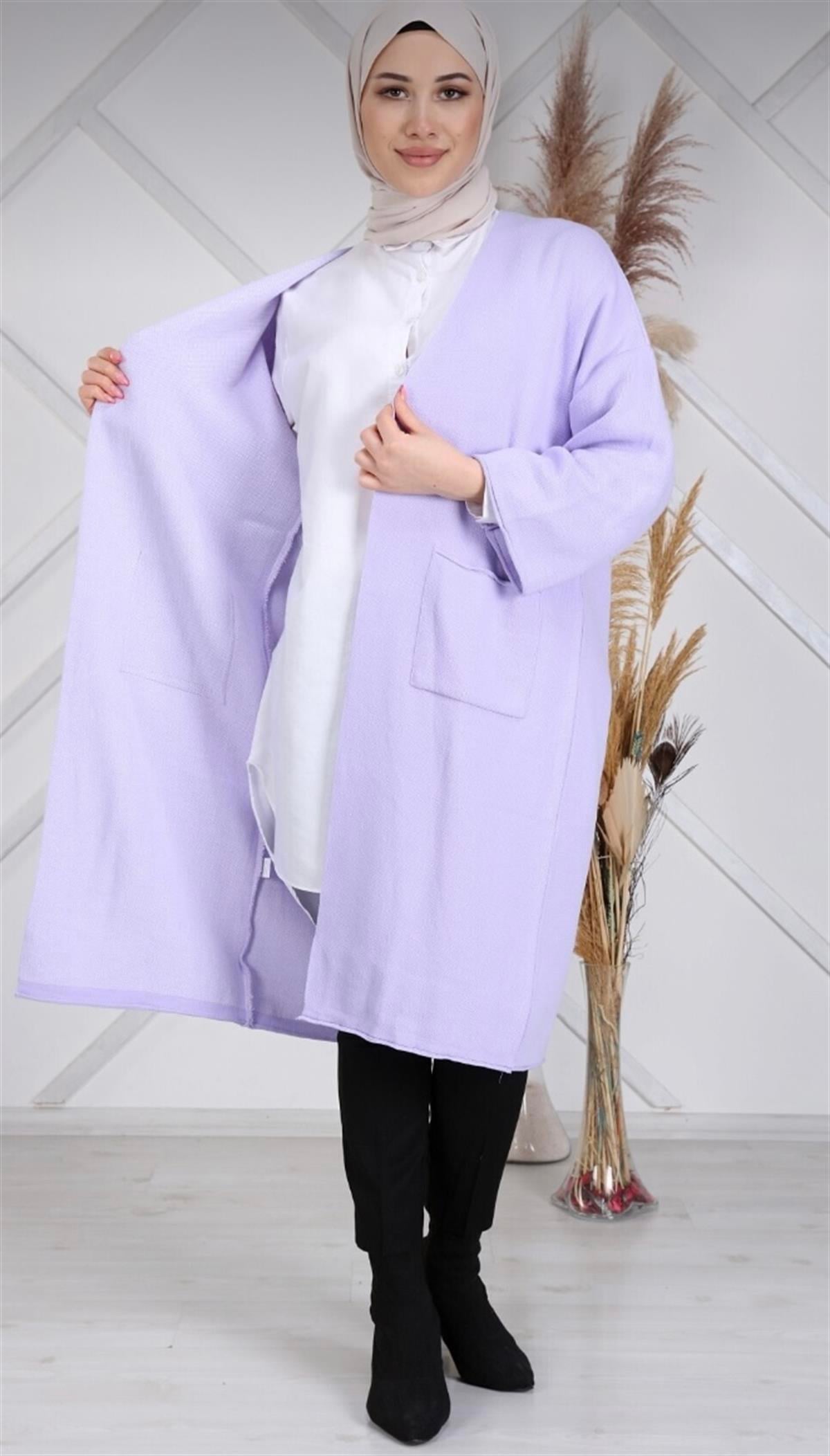 Kadın Kimono Kol Cepli Triko Hırka