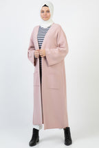 Liva Kimono Kol Cepli Triko Hırka - Pudra