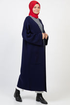 Liva Kimono Kol Cepli Triko Hırka - Lacivert