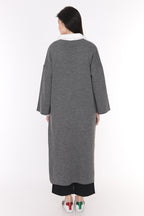 Liva Kimono Kol Cepli Triko Hırka - Füme