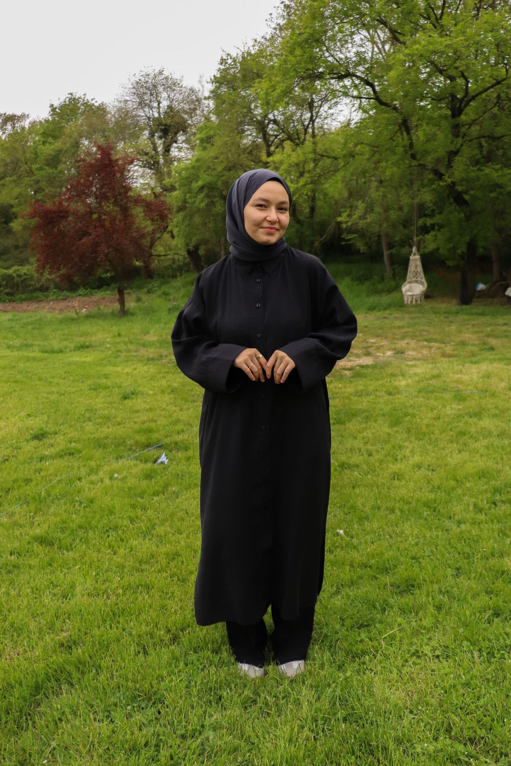 Sela Modal Oversize Panço Gömlek - Siyah