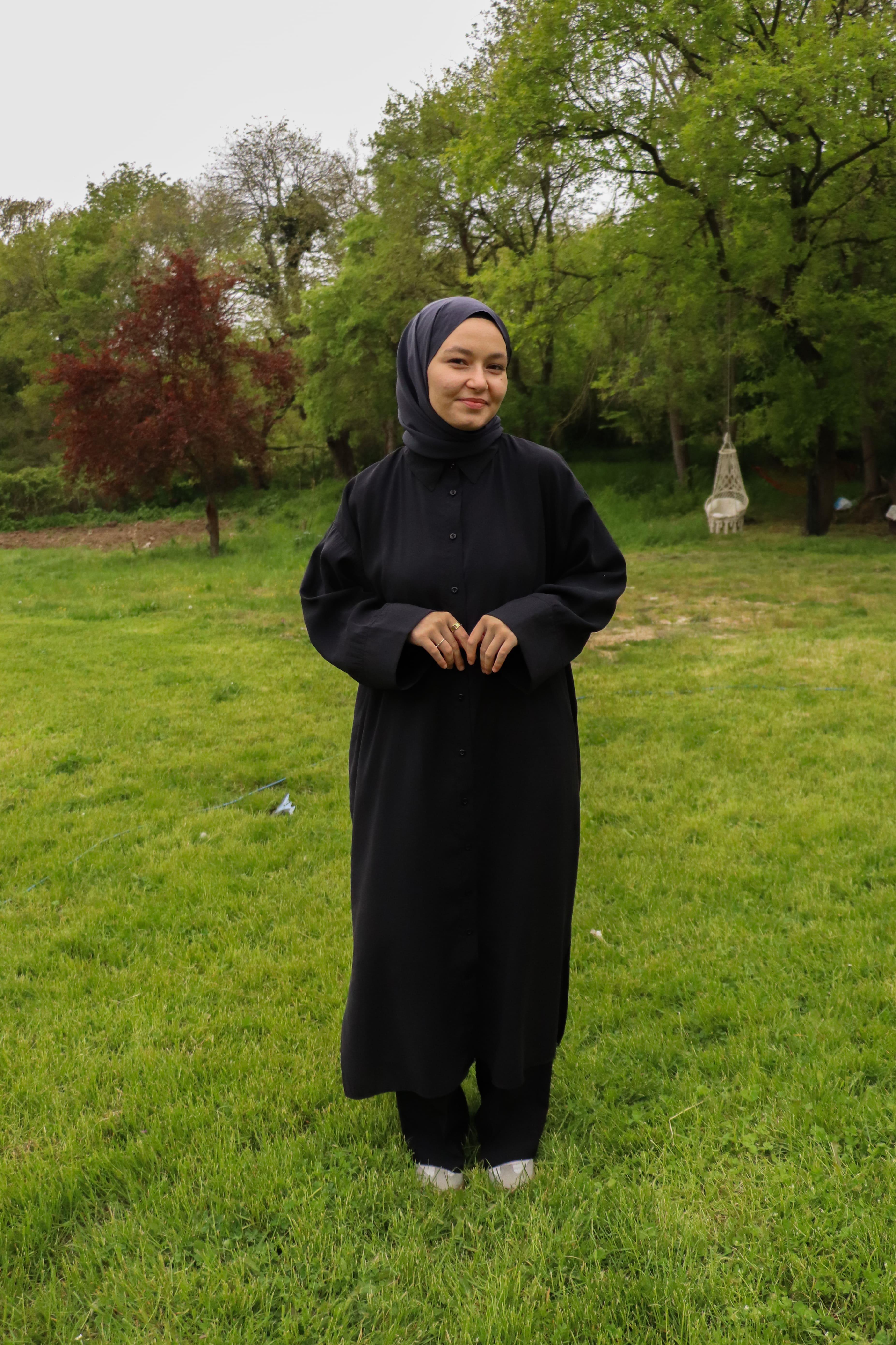 Siyah Modal Oversize Panço Gömlek
