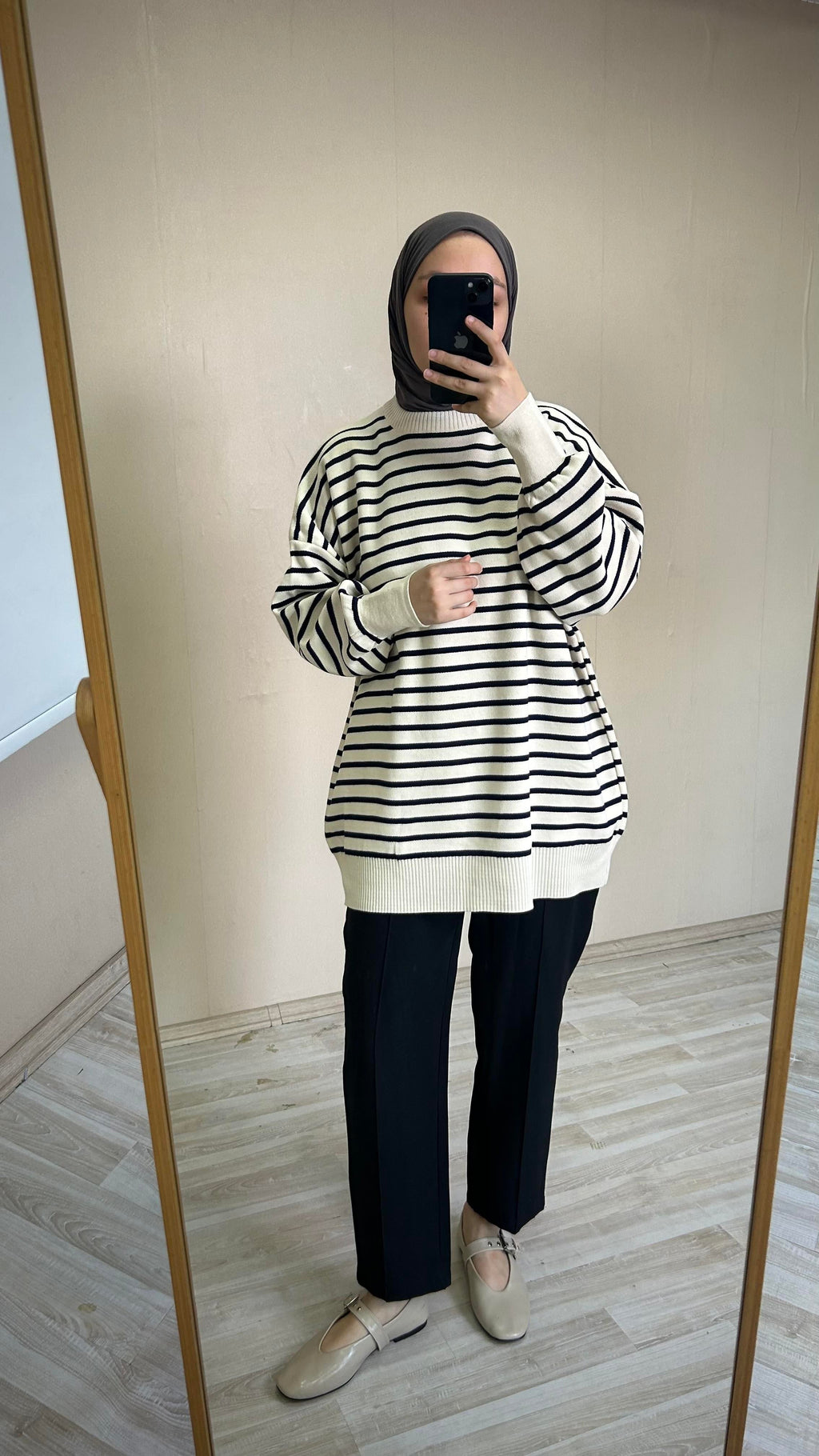 Luna Oversize Çizgili Kazak - Lacivert