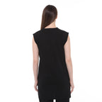 Crème Penye Sıfır Kollu Dik Yaka İçlik Uzun Tshirt - Siyah