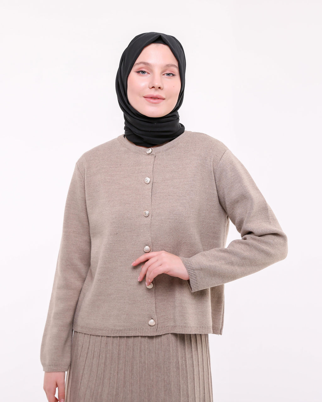 Siyah Triko Etek Hırka Takım - Siyah