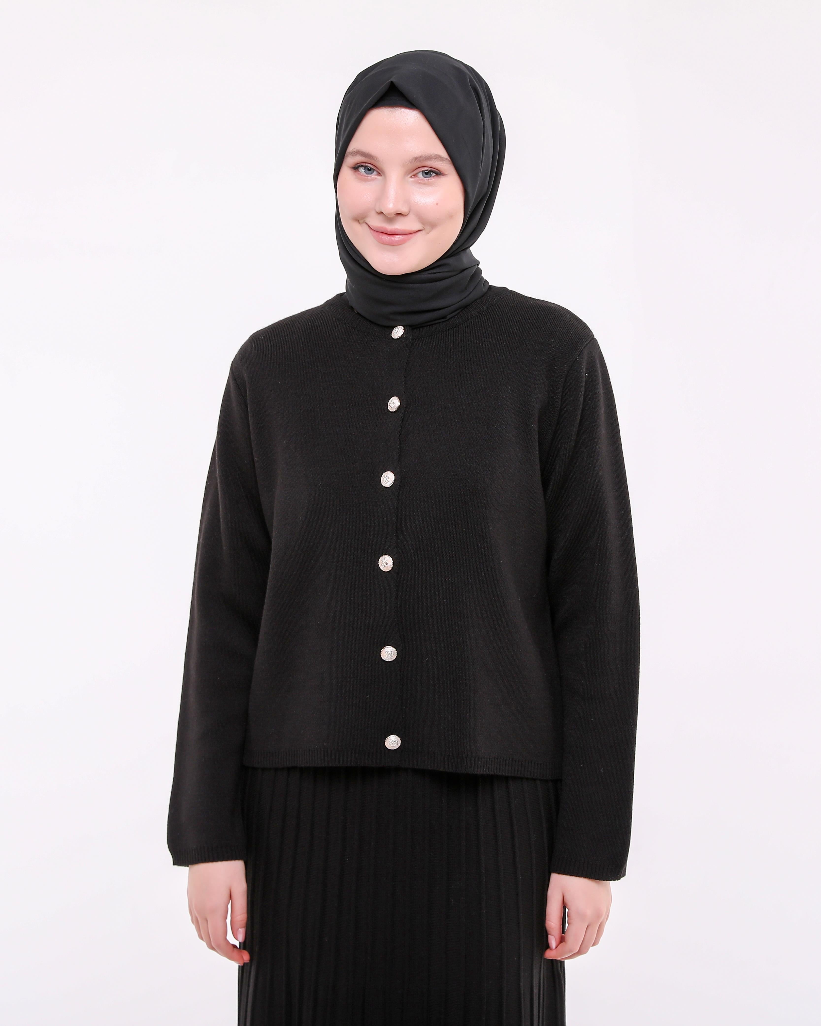 Siyah Triko Etek Hırka Takım - Siyah