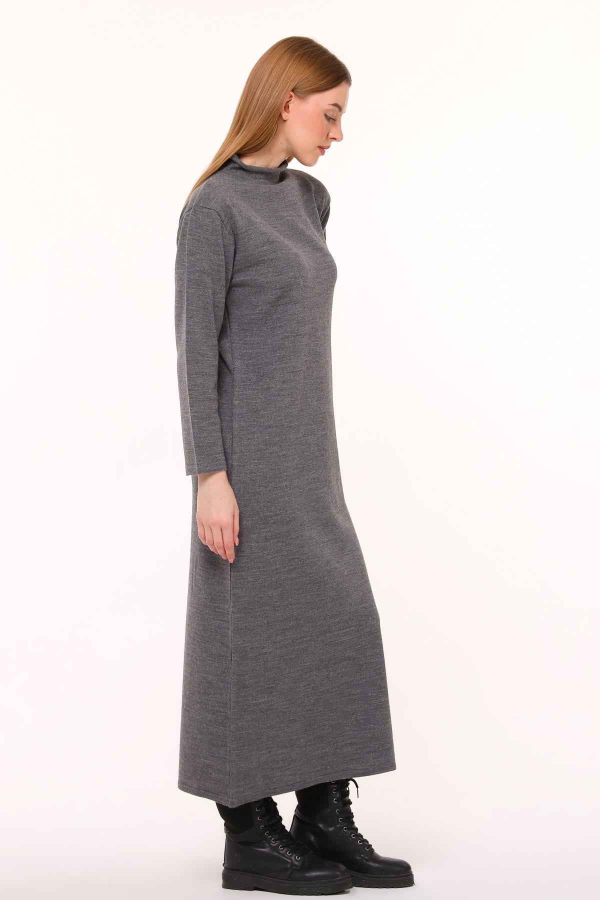 23311 Triko Sosis Yaka Basic Elbise Antrasit